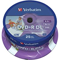 Verbatim 43667 - DVD+R doble capa inkjet printable 8x- pack de 25